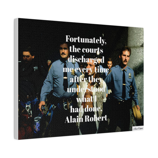 Quoted canvas of Alain Robert being Arrested