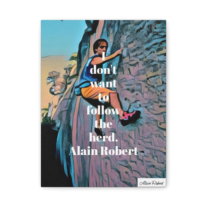 Quoted watercolor canvas of Alain Robert